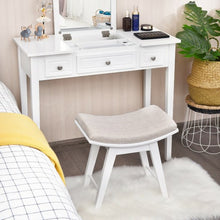 Load image into Gallery viewer, Modern Dressing Makeup Stool with Concave Seat Rubberwood Legs-White
