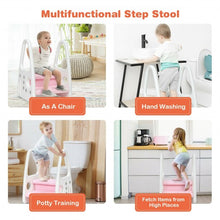Load image into Gallery viewer, Kids Step Stool Learning Helper with Armrest for Kitchen Toilet Potty Training

