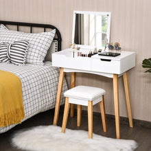 Load image into Gallery viewer, Vanity Makeup Table Cushioned Stool Set with Flip Top Mirror
