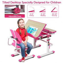Load image into Gallery viewer, Height Adjustable Kids Study Desk and Chair Set-Pink
