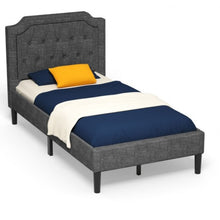 Load image into Gallery viewer, Linen Twin Upholstered Platform Bed with Frame Headboard Mattress Foundation
