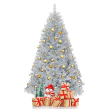 Load image into Gallery viewer, 6ft Hinged Unlit Artificial Silver Tinsel Christmas Tree Holiday w/ Metal Stand
