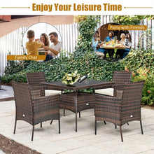 Load image into Gallery viewer, Outdoor 5PCS Dining Table Set with 1 Table and 4 Single Sofas
