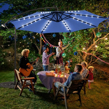 Load image into Gallery viewer, 10 Ft Solar LED Offset Umbrella with 40 Lights and Cross Base for Patio-Blue
