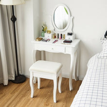 Load image into Gallery viewer, White Simple Vanity Makeup Table with Mirror + 3 Drawers
