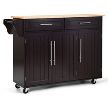 Load image into Gallery viewer, Kitchen Island Trolley Wood Top Rolling Storage Cabinet Cart with Knife Block-Brown
