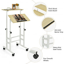 Load image into Gallery viewer, Height Adjustable Mobile Standing Desk with rolling wheels for office and home-Natural
