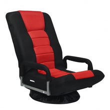 Load image into Gallery viewer, 360-Degree Swivel Gaming Floor Chair with Foldable Adjustable Backrest-Red
