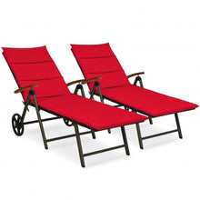 Load image into Gallery viewer, Outdoor Chaise Lounge Chair Rattan Lounger Recliner Chair-Red
