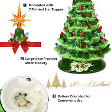 Load image into Gallery viewer, 15&quot; Pre-Lit Hand-Painted Ceramic Christmas Tree-Green

