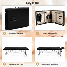 Load image into Gallery viewer, 84'' L Portable Adjustable Massage Bed w/ Carry Case for Facial Salon Spa -Black
