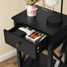 Load image into Gallery viewer, 2pcs Bedroom Side End Nightstand with Drawer-Black
