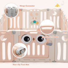 Load image into Gallery viewer, 16-Panel Baby Activity Center Play Yard with Lock Door -Pink
