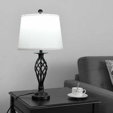Load image into Gallery viewer, 2 Table Lamps 1 Floor Lamp Set with Fabric Shades
