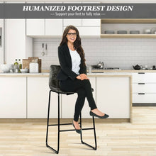 Load image into Gallery viewer, Set of 2 Bar Stool Faux Suede Upholstered Chair-Gray
