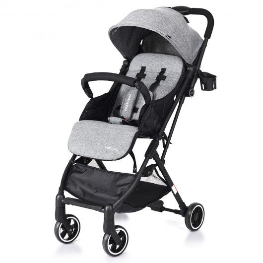Lightweight Foldable Pushchair Baby Stroller with Foot Cover-Gray