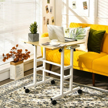 Load image into Gallery viewer, Height Adjustable Mobile Standing Desk with rolling wheels for office and home-Natural

