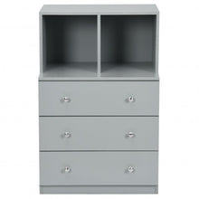 Load image into Gallery viewer, 3 Drawer Dresser with Cubbies Storage Chest for Bedroom Living Room-Gray
