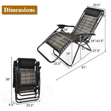 Load image into Gallery viewer, Folding Patio Rattan Zero Gravity Lounge Chair Recliner-Gray

