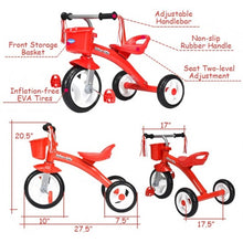 Load image into Gallery viewer, Kids Tricycle Rider with Adjustable Seat-Red
