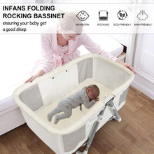 Load image into Gallery viewer, 2 in 1 Foldable Crib with Detachable &amp; Thicken Mattress-White
