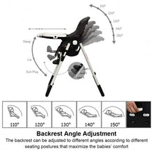 Load image into Gallery viewer, Foldable High chair with Multiple Adjustable Backrest-Dark Gray
