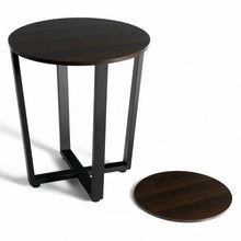 Load image into Gallery viewer, 2-tier Round End Table with Storage Shelf &amp; Metal Frame-Walnut
