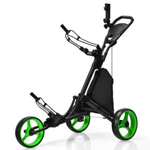 Load image into Gallery viewer, Folding 3 Wheels Golf Push Cart with Bag Scoreboard Adjustable Handle -Green
