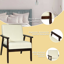 Load image into Gallery viewer, Solid Rubber Wood Fabric Accent Armchair-Beige
