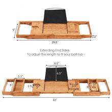 Load image into Gallery viewer, Bamboo Bathtub Extendable Sides Caddy Tray with Soap Dish
