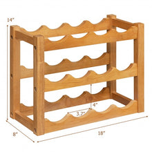 Load image into Gallery viewer, 3-Tier Bar Kitchen 12-Bottle Wine Display Holder with Wooden Tabletop
