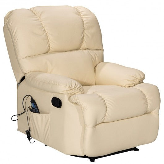Recliner Massage Sofa Chair Deluxe Ergonomic Lounge Couch Heated W/Control-beige