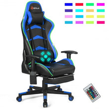 Load image into Gallery viewer, Massage LED Gaming Chair with Lumbar Support &amp; Footrest-Blue
