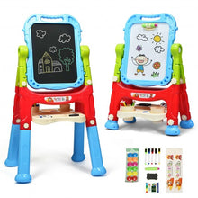 Load image into Gallery viewer, Height Adjustable Kids Art Easel Magnetic Double Sided Board-Blue
