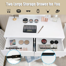 Load image into Gallery viewer, Dressing Table with Large Round Mirror and 8 Light Bulbs for Bedroom-White
