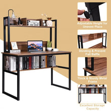 Load image into Gallery viewer, Storage Writing Desk Computer Desk with Hutch &amp; Bookshelf-Walnut

