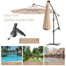 Load image into Gallery viewer, 10 Inch Patio Hanging Solar LED Umbrella Sun Shade with Cross Base-Beige
