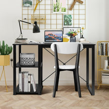 Load image into Gallery viewer, Computer Desk with Bamboo Top &amp; 2 Storage Shelves-Black Desk
