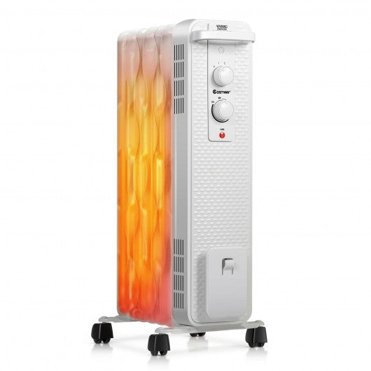 1500 W Oil-Filled Heater Portable Radiator Space Heater w/Adjustable Thermostat