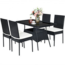 Load image into Gallery viewer, 5 PCS Patio Rattan Dining Set with Glass Top
