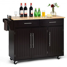 Load image into Gallery viewer, Kitchen Island Trolley Wood Top Rolling Storage Cabinet Cart with Knife Block-Brown
