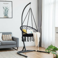 Load image into Gallery viewer, Macrame Cushioned Hanging Swing Hammock Chair-Black
