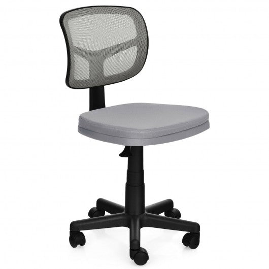 Armless Computer Chair w/Height Adjustment & Breathable Mesh - Home Office-Gray
