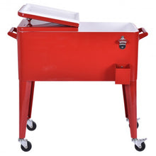 Load image into Gallery viewer, Red Portable Outdoor Patio Cooler Cart
