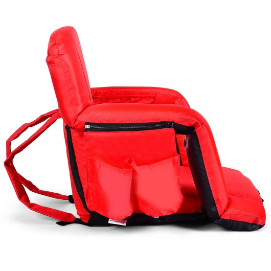 Stadium Seat Portable Chair with Backs and Padded Cushion-Red