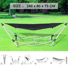 Load image into Gallery viewer, Portable Folding Steel Frame Hammock with Bag-Black
