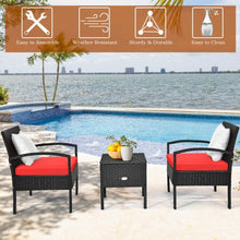 Load image into Gallery viewer, 3 Piece PE Rattan Wicker Sofa Set w/ Washable &amp; Removable Cushion for Patio-Red
