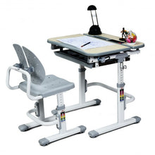 Load image into Gallery viewer, Height Adjustable Kids Study Desk and Chair Set-Gray
