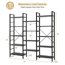 Load image into Gallery viewer, Vintage Triple Wide 5-Tier Bookcase Large Bookshelf Display Storage Shelf-Black
