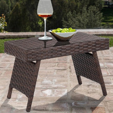 Load image into Gallery viewer, Folding PE Rattan Side Coffee Table Patio Garden Furniture

